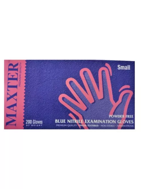 Védőkesztyű, egyszer használatos, nitril, XS méret, 200 db, púder nélküli, kék