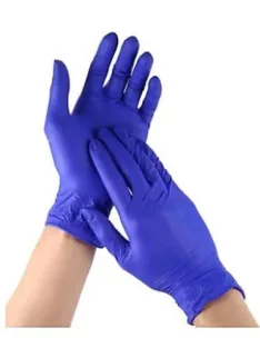   Védőkesztyű, egyszer használatos, nitril, L méret, 100 db, púder nélküli, kobaltkék