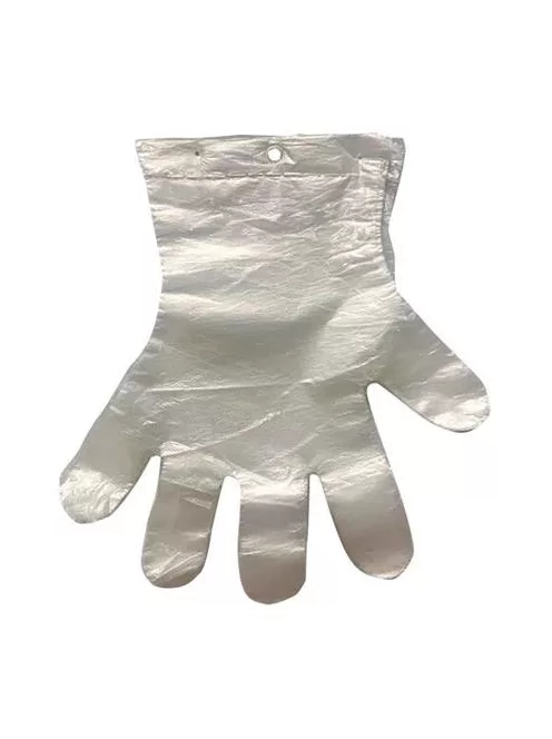 Fóliakesztyű, egyszer használatos, blokkos akasztólyukkal, L méret