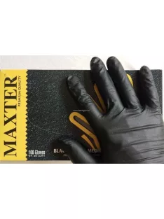   Védőkesztyű, egyszer használatos, nitril, XL méret, 100 db, púder nélküli, fekete