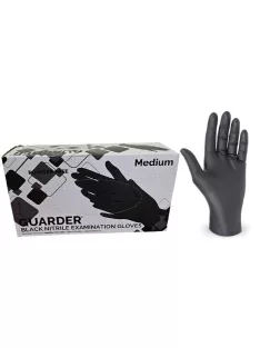   Védőkesztyű, egyszer használatos, nitril, M méret, 100 db, púder nélküli, fekete