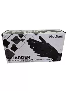   Védőkesztyű, egyszer használatos, nitril, M méret, 100 db, púder nélküli, fekete