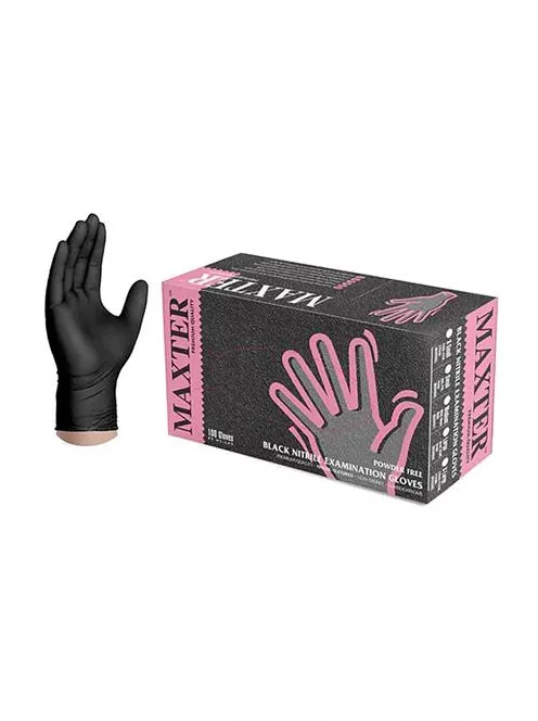 Védőkesztyű, egyszer használatos, nitril, S méret, 100 db, púder nélküli, fekete