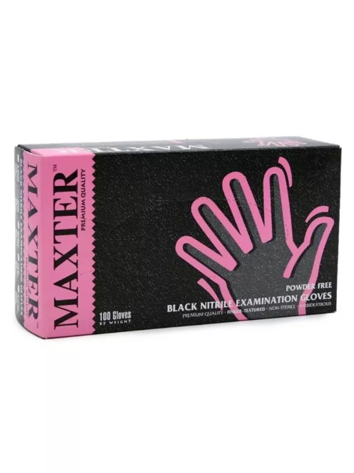 Védőkesztyű, egyszer használatos, nitril, XL méret, 100 db, púder nélküli, fekete