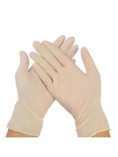   Védőkesztyű, egyszer használatos, latex, 5,7g, L méret, 100 db, púder nélküli, bézs