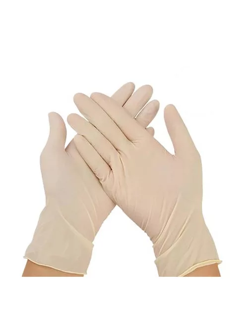 Védőkesztyű, egyszer használatos, latex, 5,7g, XL méret, 100 db, púder nélküli, bézs