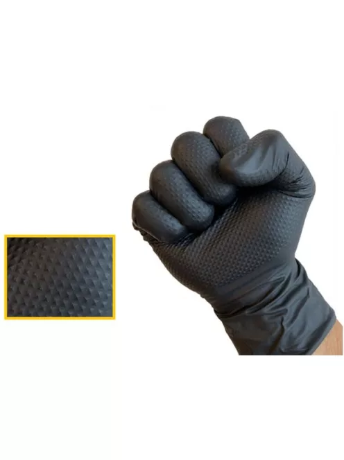 Védőkesztyű, egyszer használatos, nitril, 8,4g, XL méret, 90 db, púder nélküli, fekete