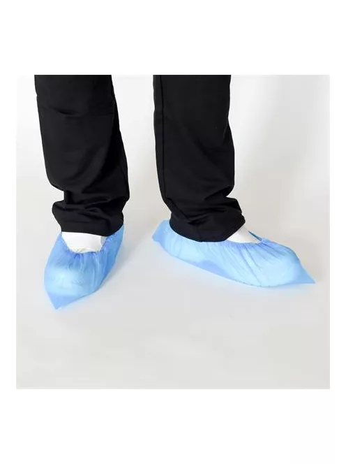 Cipővédő, CPE, gumis, kék