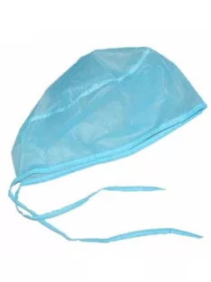 Műtős sapka, kerek forma, hátul megköthető, kék