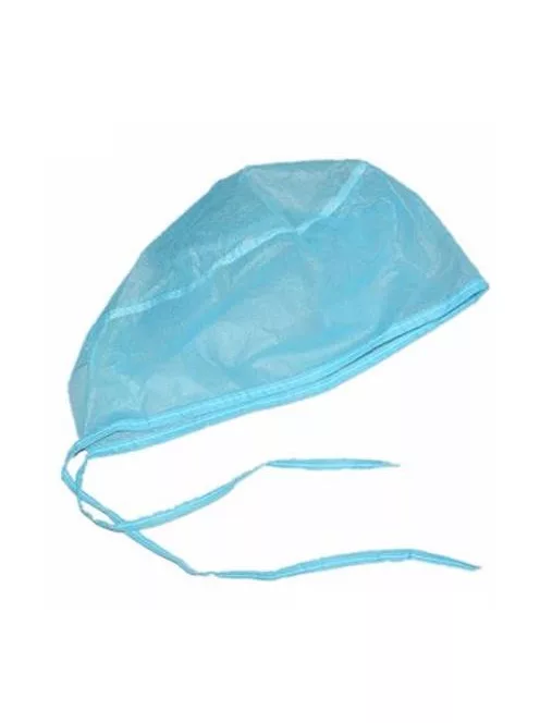 Műtős sapka, kerek forma, hátul megköthető, kék