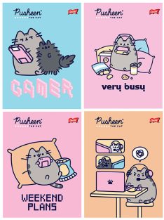 Pusheen cicás tűzött füzet A/5, vonalas, 32 lap