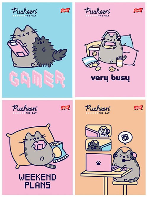 Pusheen cicás tűzött füzet A/5, vonalas, 32 lap