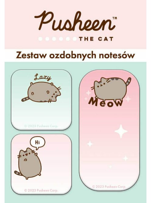 Pusheen cicás jegyzettömb-, jelölőcímke készlet, 3 db-os, mini