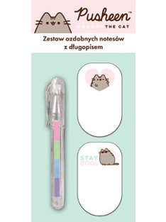   Pusheen cicás jegyzettömb-, jelölőcímke készlet mini tollal, 3 db-os