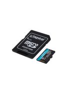 KINGSTON Memóriakártya, microSDXC, 128GB, C10/UHS-I/U3/V30/A2, adapter, KINGSTON "Canvas Go! Plus"