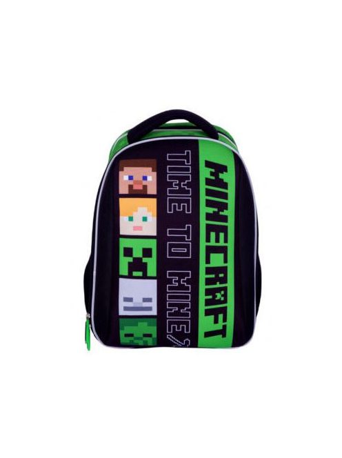 Minecraft ergonómikus hátizsák, iskolatáska, 2 rekeszes, 39x31x17cm, Time to Mine, Heads, Astra