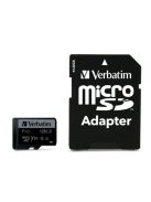 VERBATIM Memóriakártya, microSDXC, 128GB, CL10/U3, 90/45 MB/s, adapter, VERBATIM "PRO"