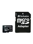 VERBATIM Memóriakártya, microSDHC, 32GB, CL10/U1, 90/10 MB/s, adapter, VERBATIM "Premium"