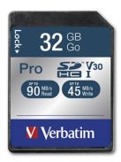 VERBATIM Memóriakártya, SDHC, 32GB, CL10/U3, 90/45MB/sec, VERBATIM "PRO"