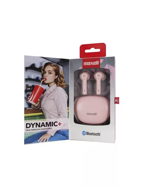 MAXELL Fülhallgató, vezeték nélküli, Bluetooth 5.3, mikrofonnal, MAXELL "Dynamic+", rózsaszín