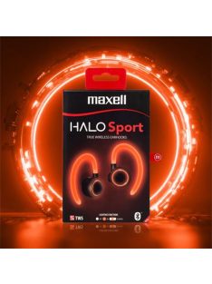   MAXELL Fülhallgató, vezeték nélküli, Bluetooth, mikrofonnal, LED-es fülhallgató, MAXELL "Halo Sport", fekete