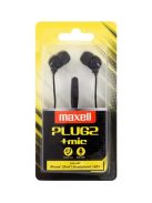 MAXELL Fülhallgató, mikrofonnal, MAXELL "Plugz", fekete