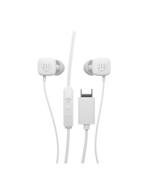 MAXELL Fülhallgató, mikrofonnal, USB-C, MAXELL "Square+", fehér