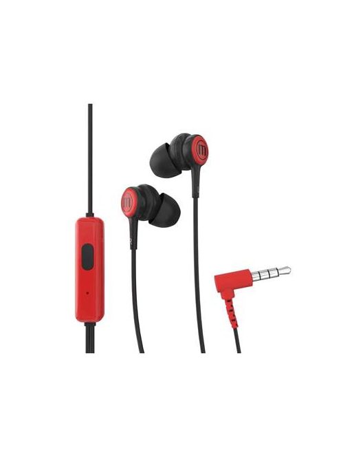 MAXELL Fülhallgató, mikrofonnal, MAXELL "Tips", piros-fekete