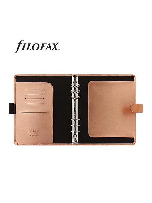 FILOFAX Kalendárium, gyűrűs, betétlapokkal, A5 méret, FILOFAX, "Saffiano Metallic", rózsaarany