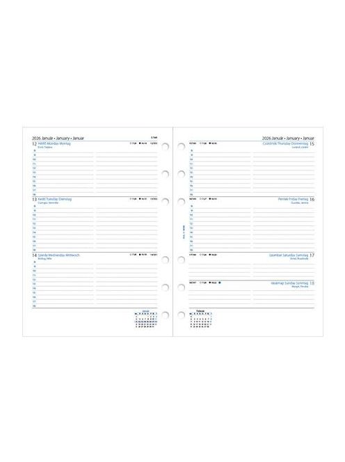 FILOFAX Kalendárium betét, tervező, Filofaxhoz, A5, heti, 1 hét/2 oldal, 2026