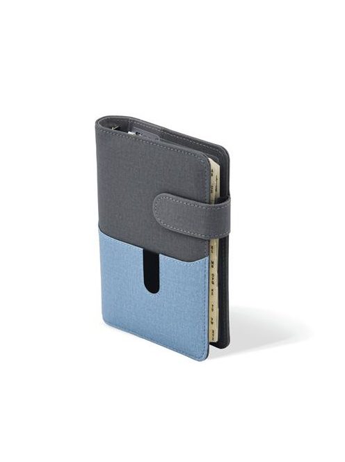 SATURNUS Kalendárium, gyűrűs, betétlapokkal, "L", műbőr, SATURNUS, "229", szürke-kék