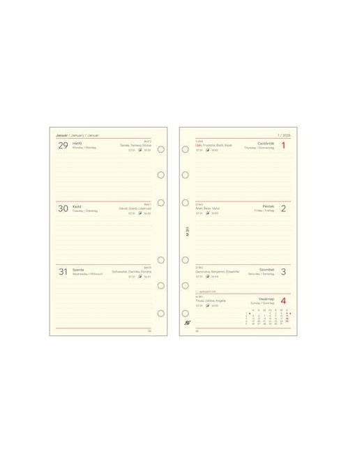 SATURNUS Kalendárium betét, tervező, heti, "M", SATURNUS, chamois 2026