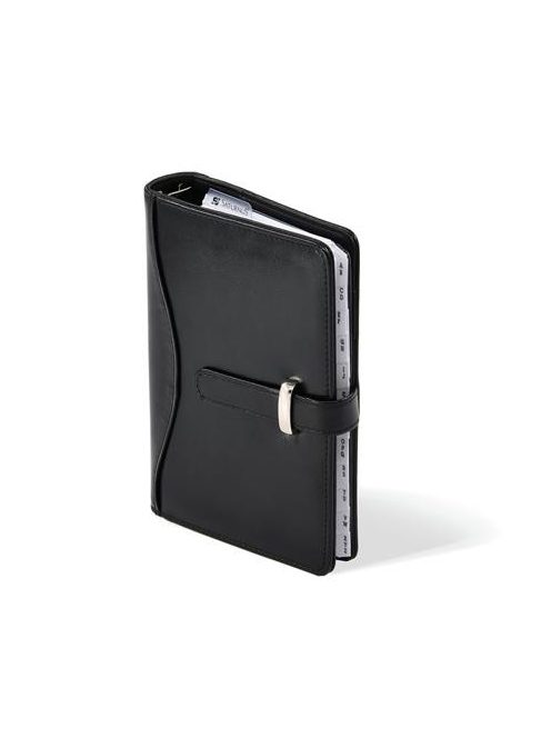 SATURNUS Kalendárium, gyűrűs, betétlapokkal, "M", műbőr, SATURNUS, "437", fekete