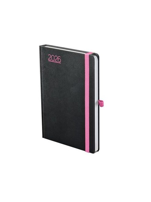 TOPTIMER Naptár, tervező, A5, napi, TOPTIMER, "Nero", fekete-pink
