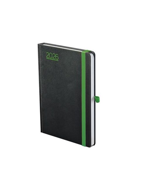 TOPTIMER Naptár, tervező, A5, napi, TOPTIMER, "Nero", fekete-zöld