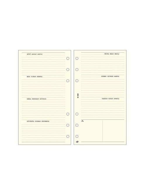 SATURNUS Kalendárium betét, heti tervező bianco, "S", SATURNUS, chamois