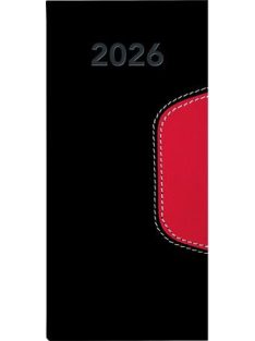   DAYLINER Zsebnaptár, fekvő elrendezésű, DAYLINER, "Memphis", fekete-piros