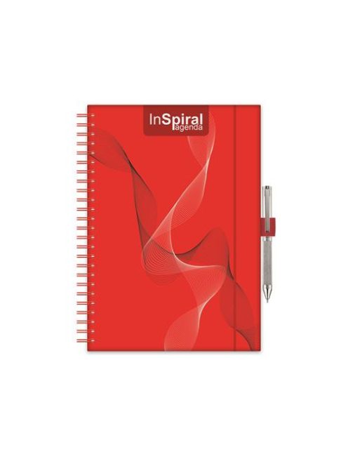 DAYLINER Naptár, tervező, A5, heti, DAYLINER, "InSpiral", piros-piros