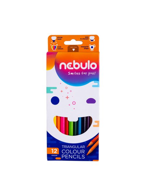 Színes ceruza készlet, háromszögletű Nebulo 12 klf. szín 