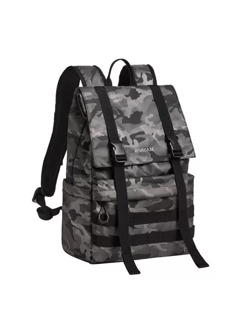 RIVACASE Notebook hátizsák, 15,6", rolltop, 15L, RIVACASE "7621 Sherwood", szürke-terepminta