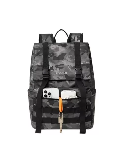 RIVACASE Notebook hátizsák, 15,6", rolltop, 15L, RIVACASE "7621 Sherwood", szürke-terepminta