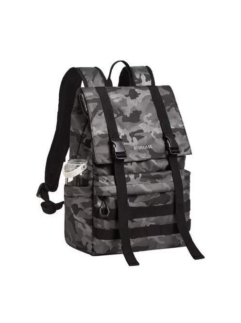RIVACASE Notebook hátizsák, 15,6", rolltop, 15L, RIVACASE "7621 Sherwood", szürke-terepminta