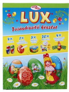   Lux tojásdíszítő, tojásfestő szett húsvétra, 34 db-os (4 színű tojásfesték, kréta, 5 db fólia, 20 db matrica, 4 db kivágóív)