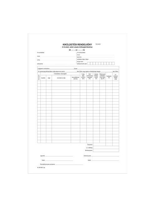 VICTORIA PAPER Nyomtatvány, kiküldetési rendelvény (belföldi), 25x2, A4, VICTORIA PAPER "B.18-73", 10 tömb/csomag