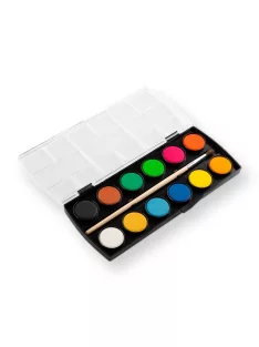   Vízfesték készlet, 12db-os, 23mm. festékgombokkal ecsettel, Nebulo