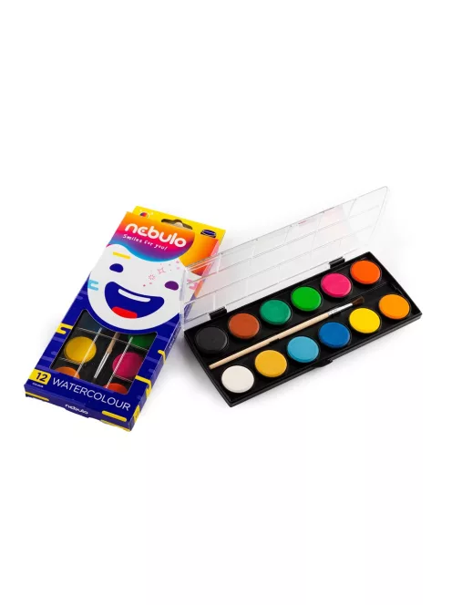 Vízfesték készlet, 12db-os, 28mm festékgombokkal Nebulo