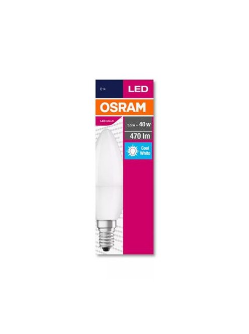 OSRAM LED izzó, E14, gyertya, B35, 5,7W, 470lm, 4000K (HF), OSRAM "Value"