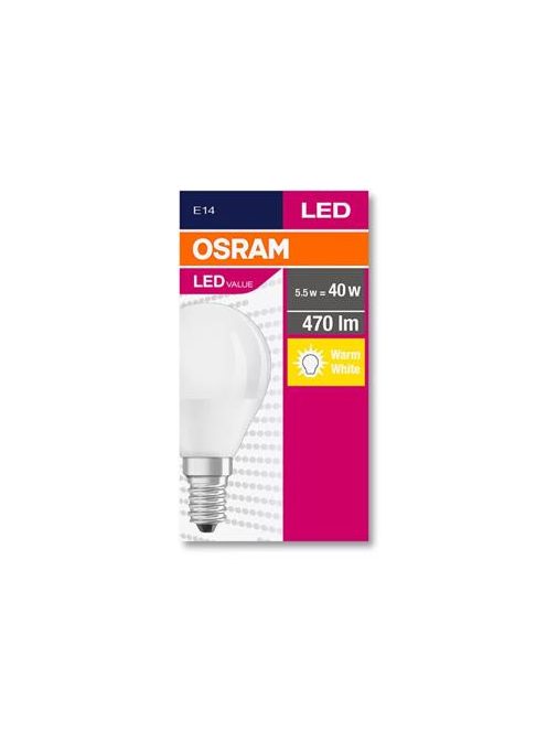 OSRAM LED izzó, E14, kisgömb, P45, 5,7W, 470lm, 2700K (MF), OSRAM "Value"