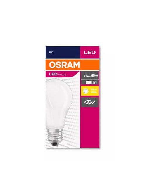 OSRAM LED izzó, E27, gömb, A60, 8,5W, 806lm, 2700K (MF), OSRAM "Value"