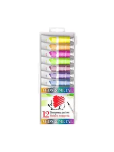 Ico Tempera Ico Süni 12x12 ml klt. tubusos metál, neon